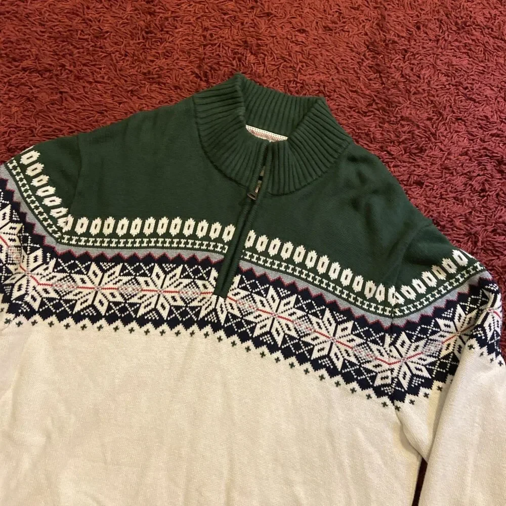 Weatherproof Vintage The Holiday Sweater Mens XL Cotton Nordic 1/4 Zip Pullover